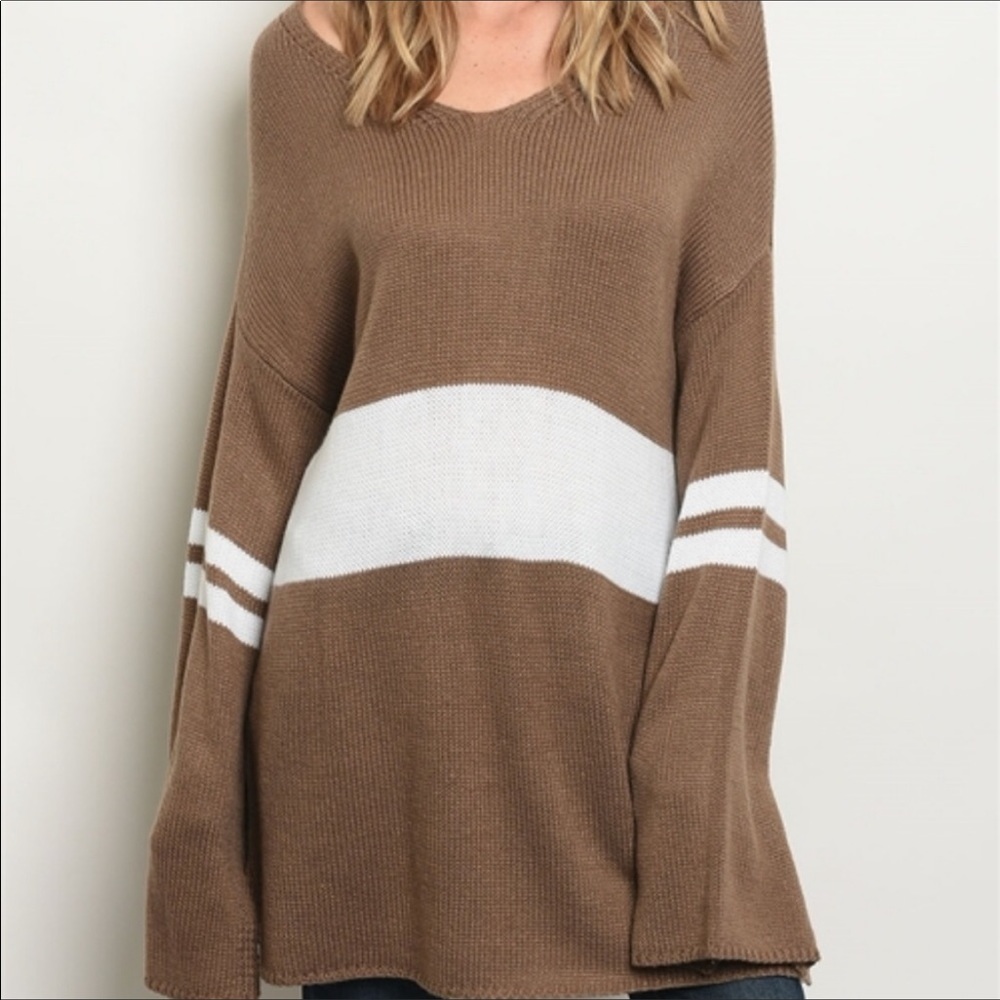 Last One! Mittoshop Oversized Brown/White Sweater - Picture 2 of 6